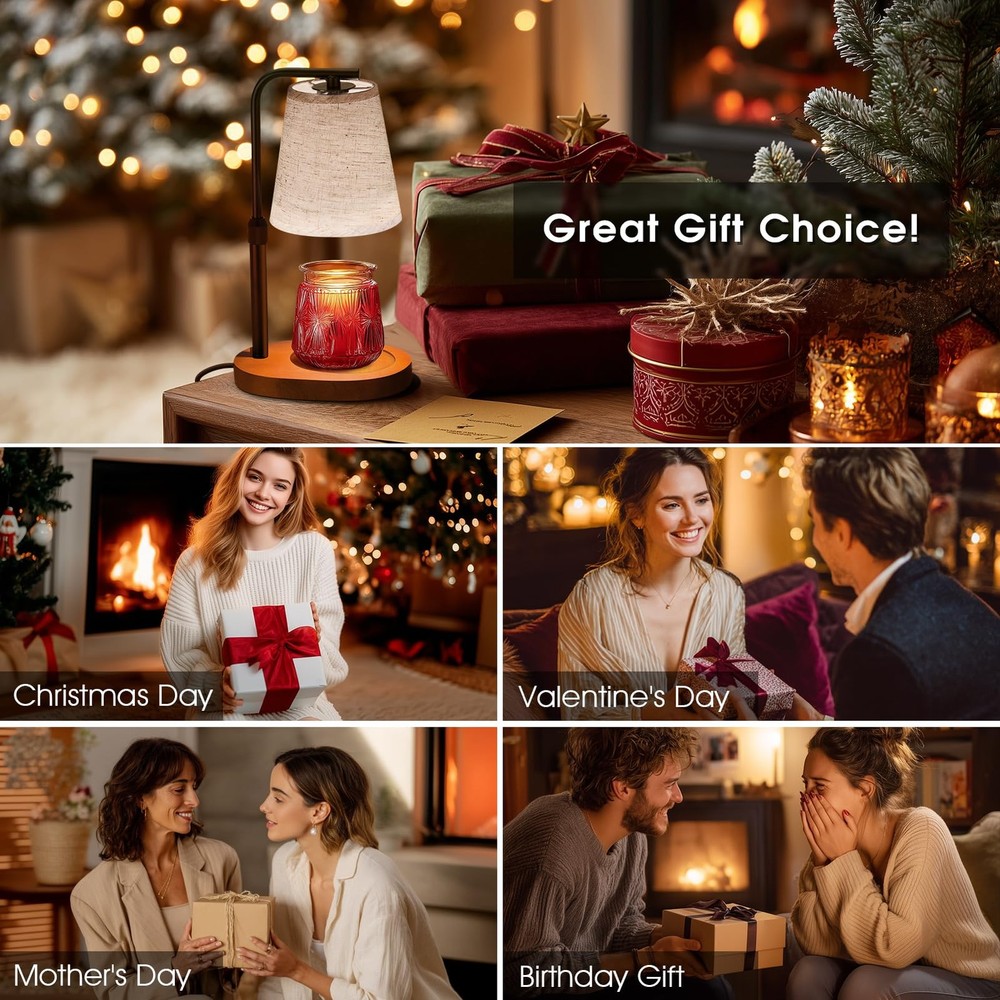 Candle Warmer Lamp with Timer Dimmable, Adjustable Height Candle Warmer Light...