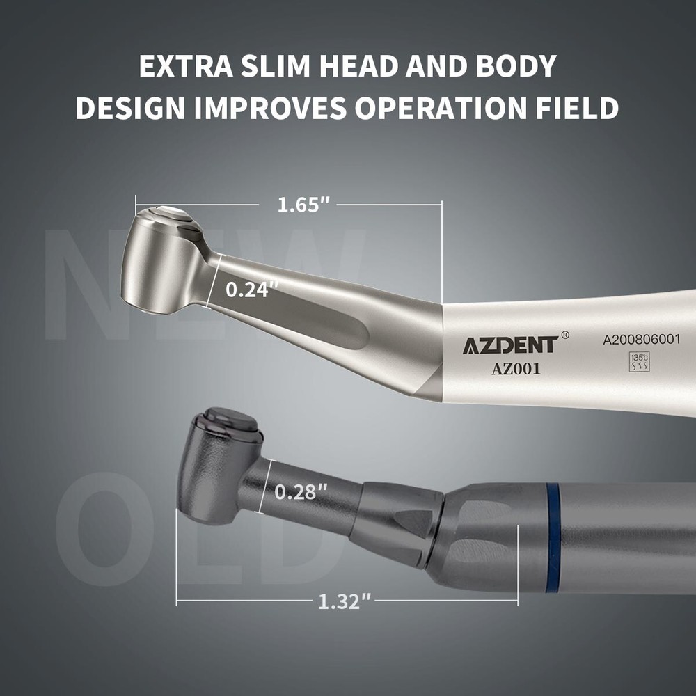 AZDENT Dental 1:1 Slow Low Speed Handpiece Push Button Contra Angle
