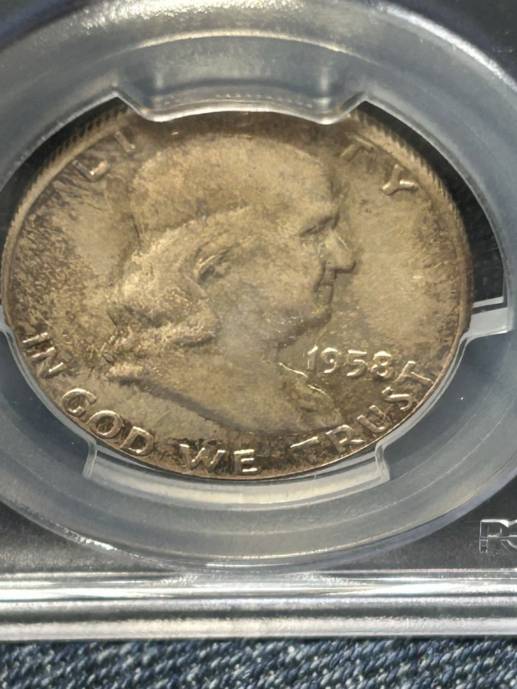 1958 FRANKLIN HALF DOLLAR PCGS CAC MS65 Tones
