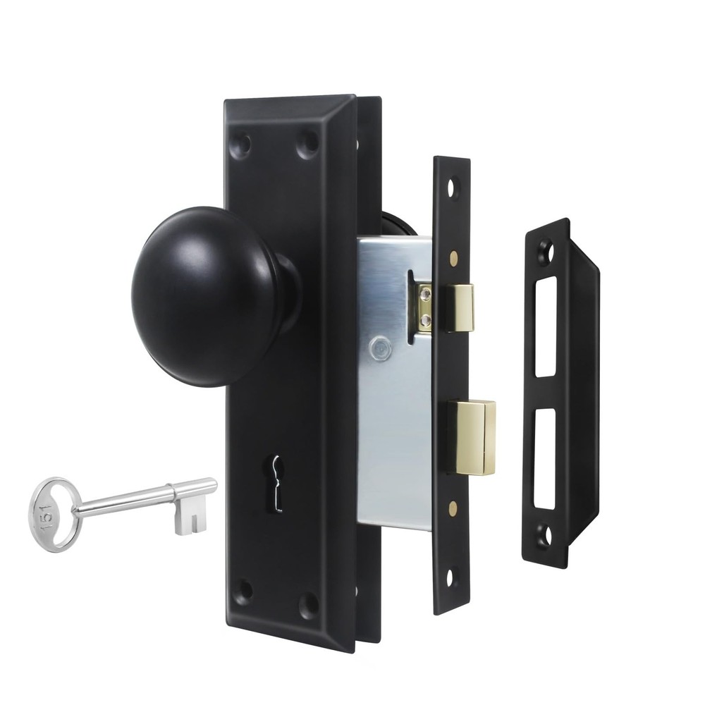 Newliplace Mortise Lock Set for Interior 1 Pack, Matte Black