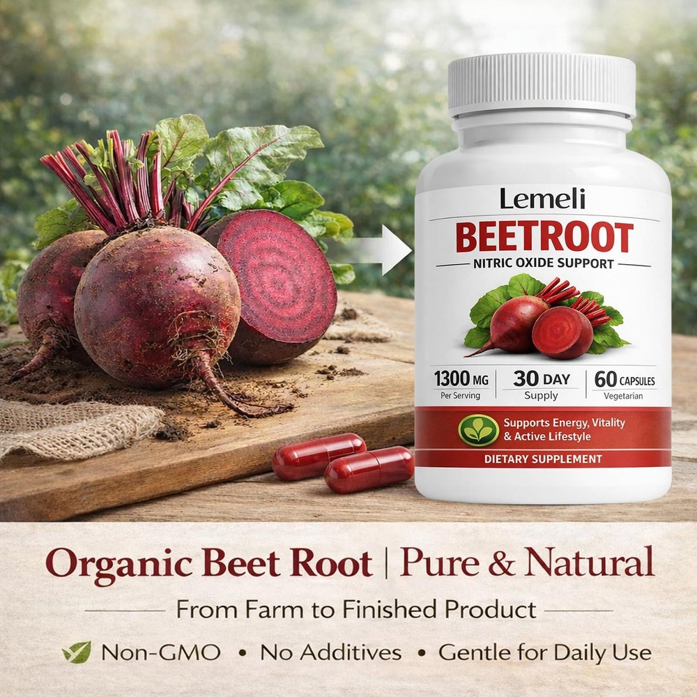 Lemeli Beetroot Capsules 1300mg, Lemeli Beet Root Extract Supplement 60Capsules