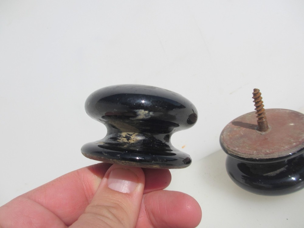 Victorian Ceramic Drawer Handles Knobs Cupboard Pulls Cabinet Old Antique Pair
