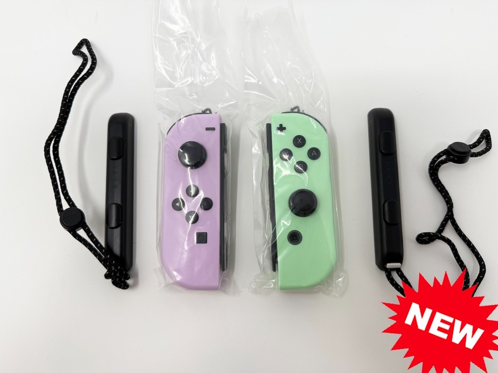 Genuine Original Nintendo Switch Joy Con Controller w/ Straps - Purple/Green