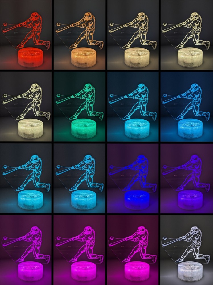 Baseball Swing LED Night Light w/ Remote Control - 16 Colors, 5 Modes, Dimmable
