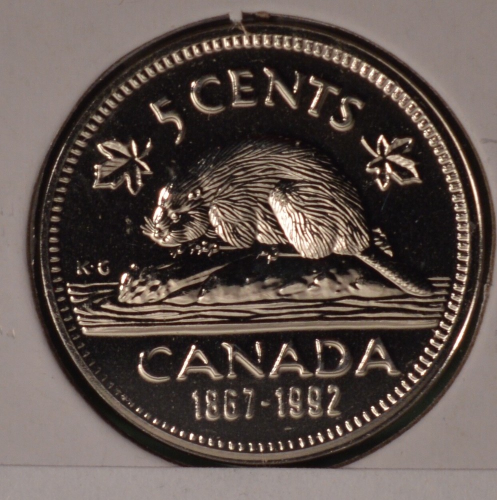 1992 Canada Five Cents - Proof Like (PL) Uncirculated From Set  🇨🇦🇨🇦