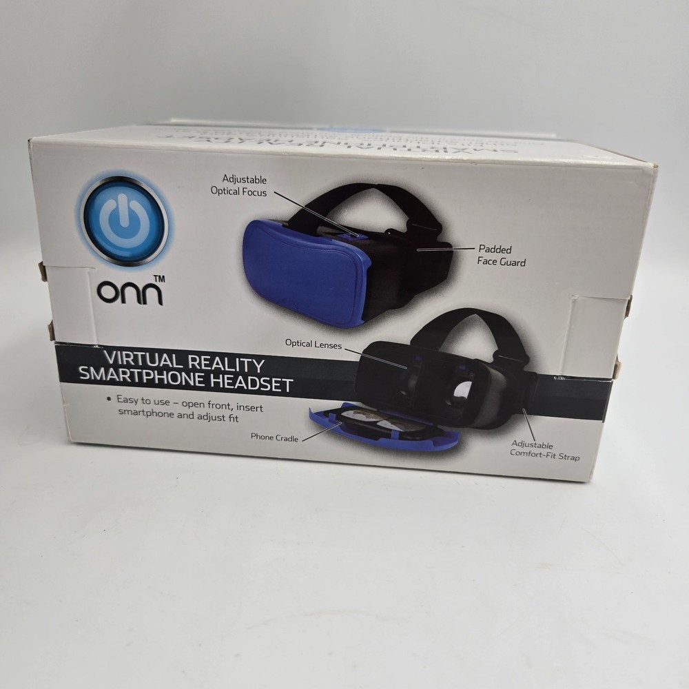 ONN Virtual Reality VR Smartphone Headset for Apple / Android Blue New Open Box