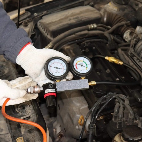 Cylinder Leak Down Tester Kit Car Engine Pressure Gauge Test Detector Tool Set