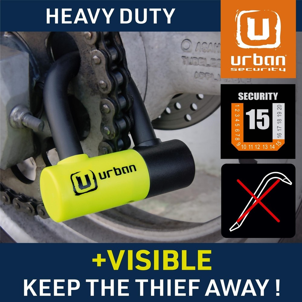 Urban UR59 High Security Motorcycle Disc Lock, ø14 mm Double Locking Mini U