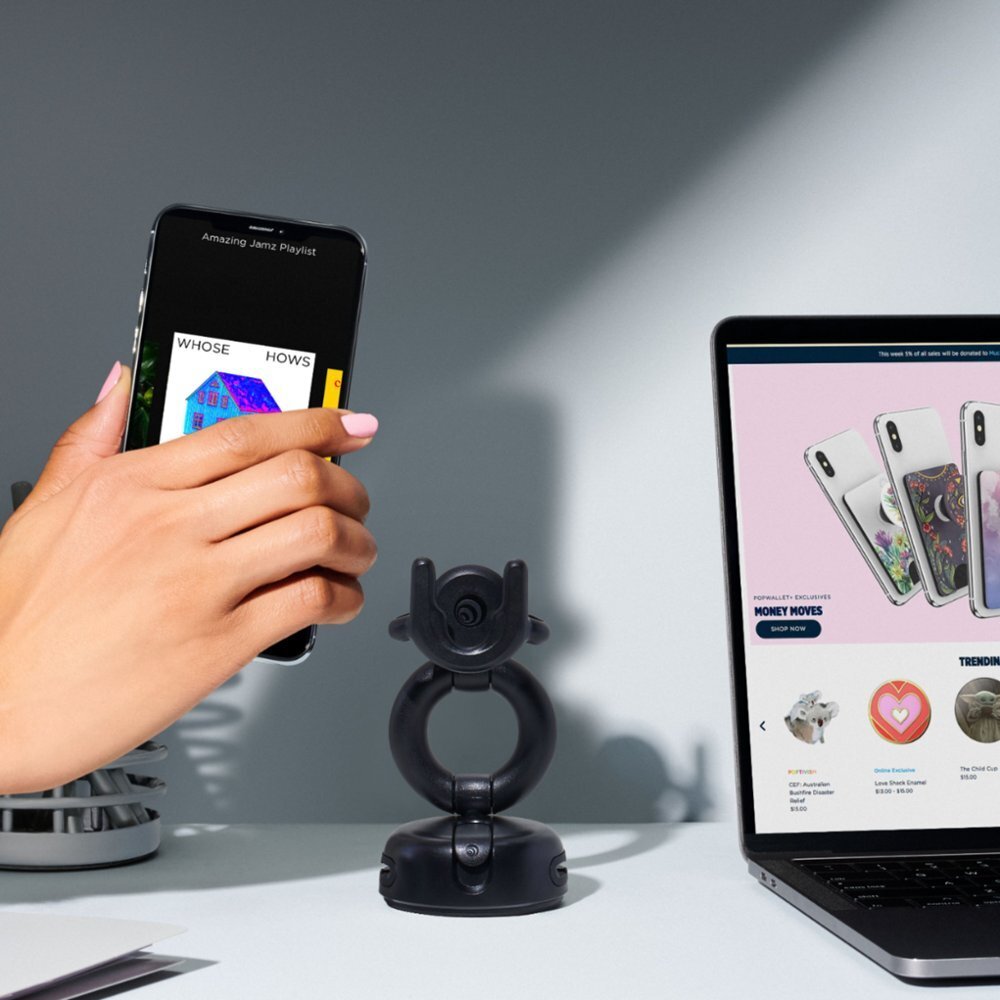 PopSockets PopMount Desk Car Dash & Windshield Mount - Black