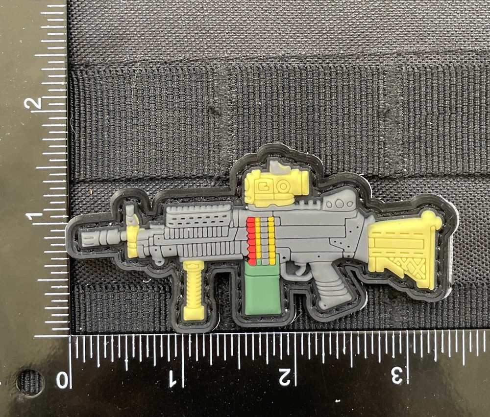 M249 SAW Machine Gun Weapon Tactical Morale Patch PVC