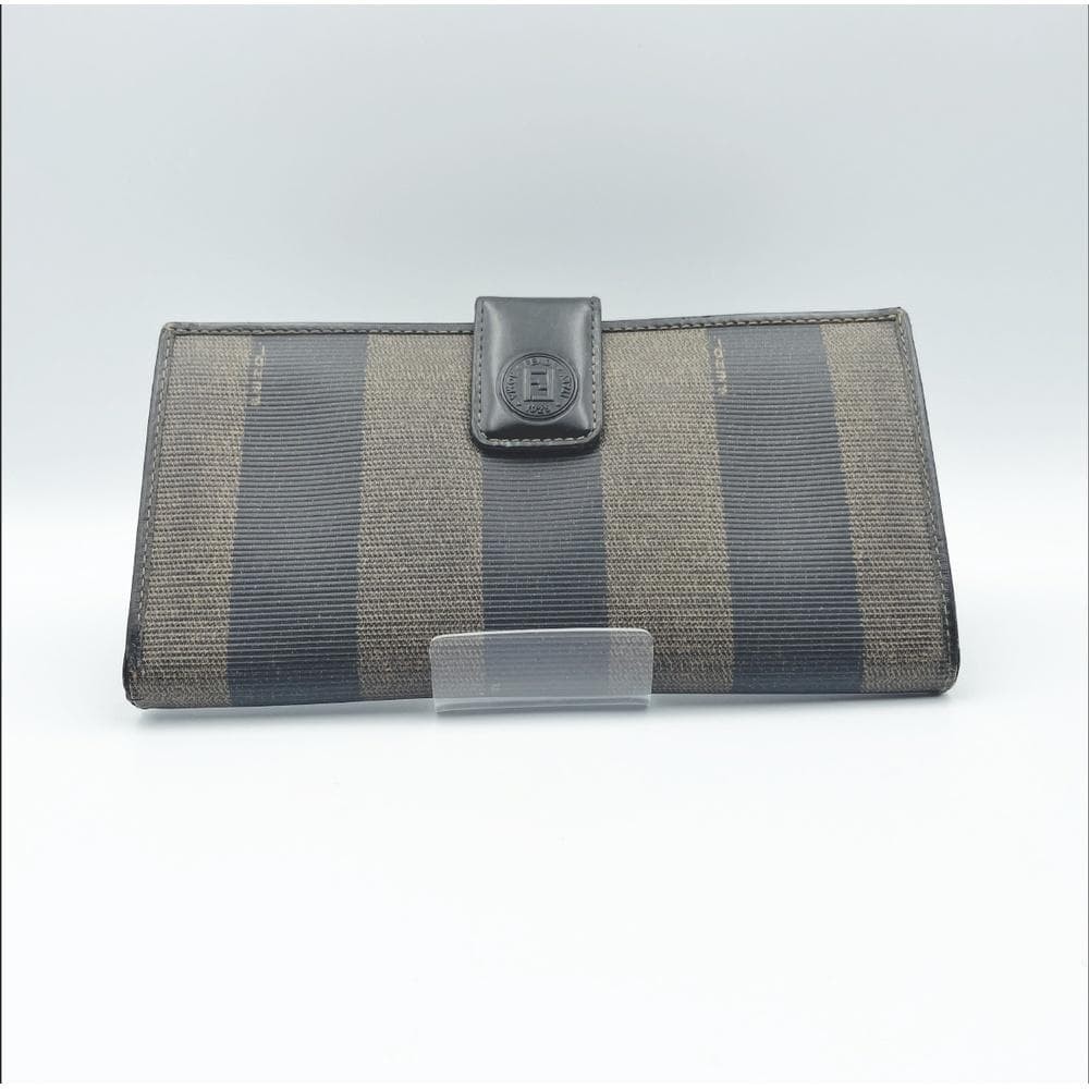 FENDI Pecan Pattern Stripe Folded Long Wallet Old
