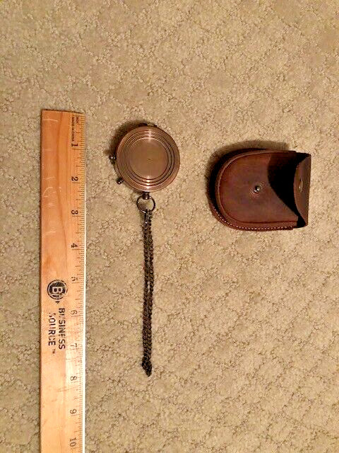 Vintage Dial Compass and Leather Stitched Case; works