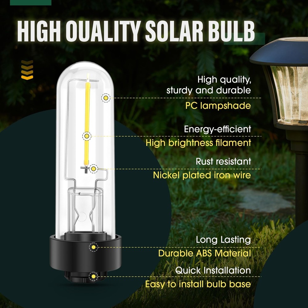 4 Pack Solar Light Replacement Bulbs 3000K 0.5W DC 3V Warm White