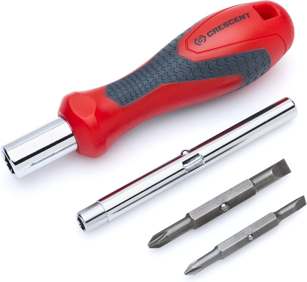 CRESCENT CMBD7P 7-in-1 Screwdriver 8.66" Red/Black Interchangeable Bits