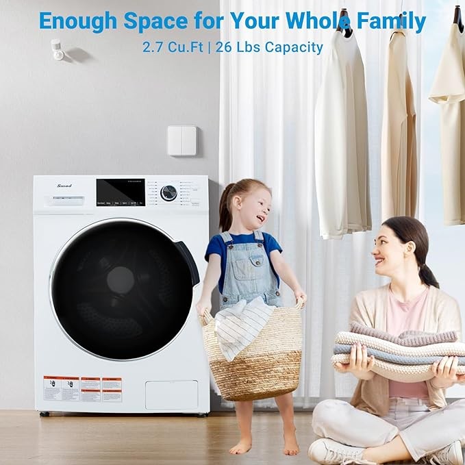Smad 2.7 Cu. Ft Front Load Washing Machine High-efficiency Quiet Inverter Motor