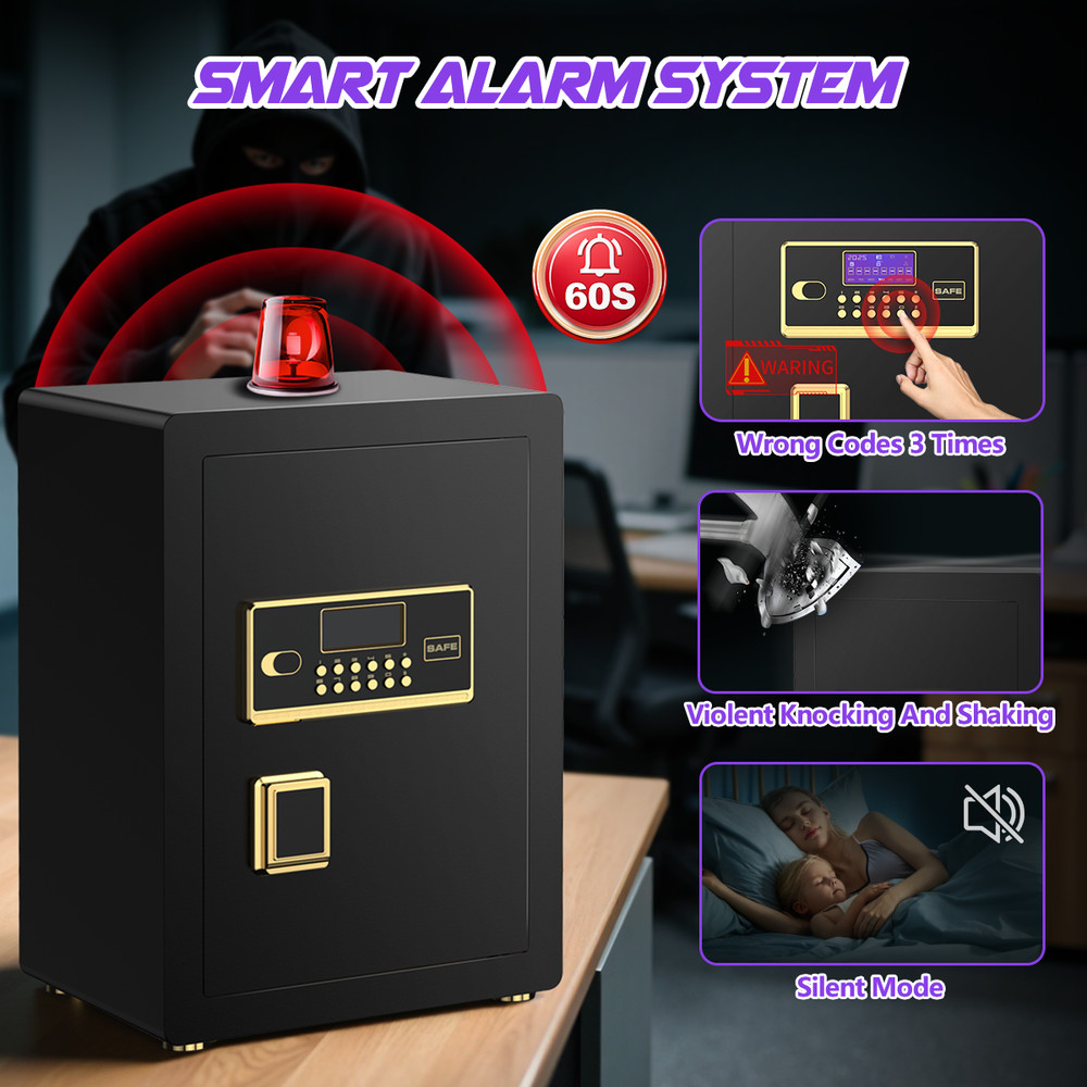 BESAFETY 5.3 Large Safe Box for Home Security with Alarm System