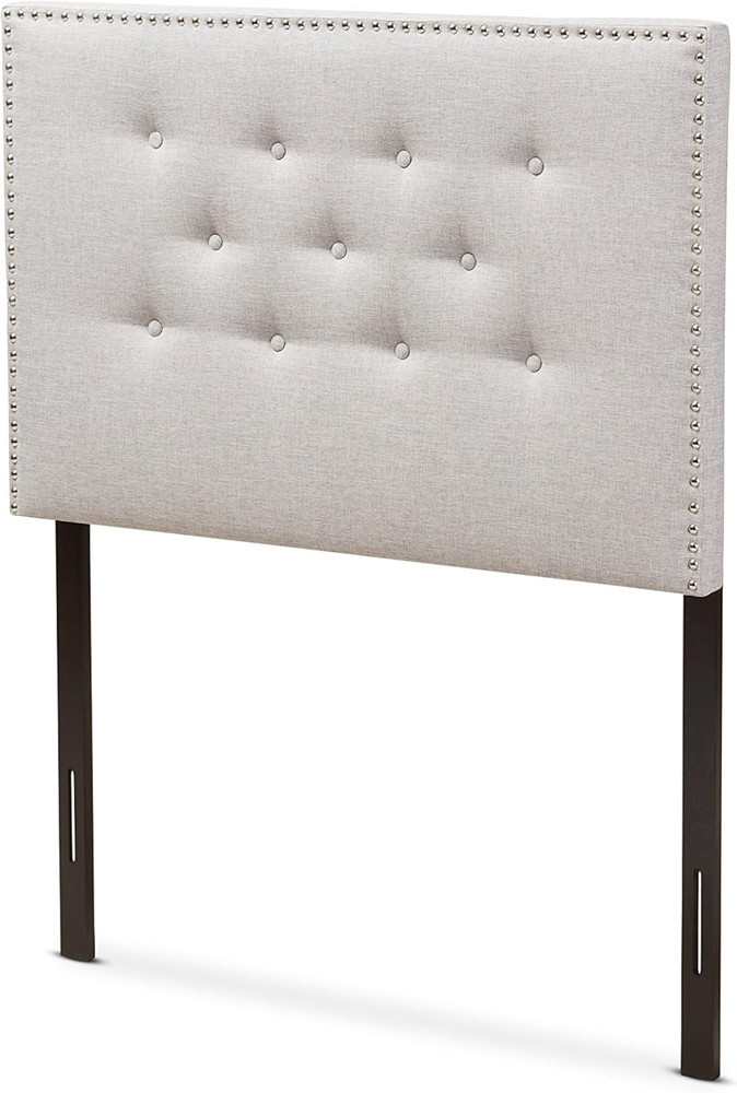 Modern Greyish Beige Twin Headboard -  Windsor Upholstered Design