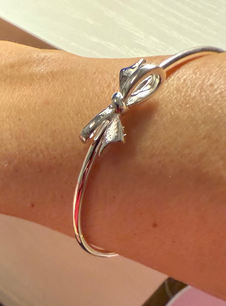 Adjustable Minimalist Bow Cuff Bracelet in 925 Sterling Silver