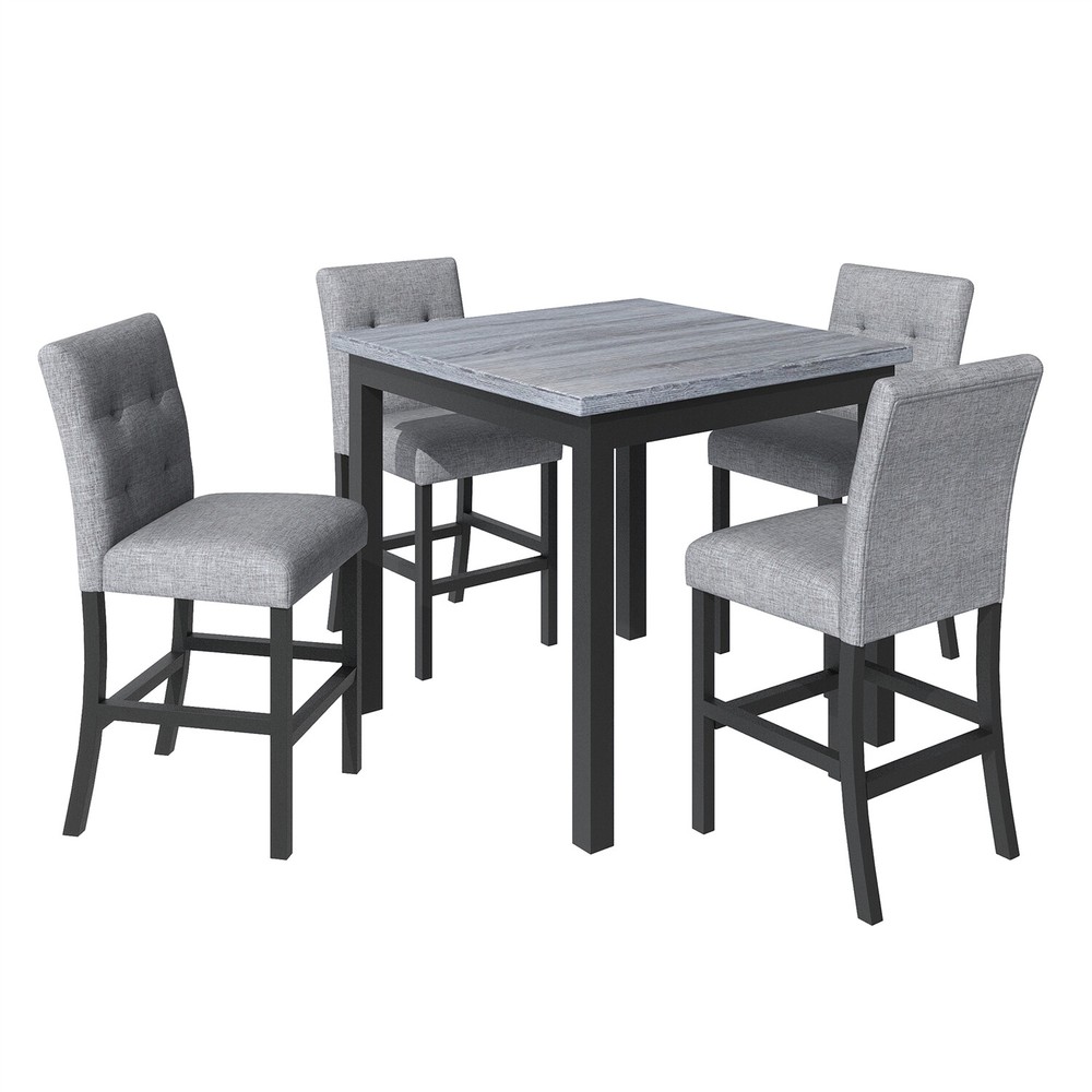 5 Piece Dining Table Set Square Table & 4 Chairs Kitchen Breakfast Furniture