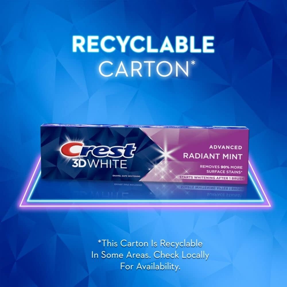 Crest 3D White Toothpaste Radiant Mint, 5 Oz (Pack of 3)