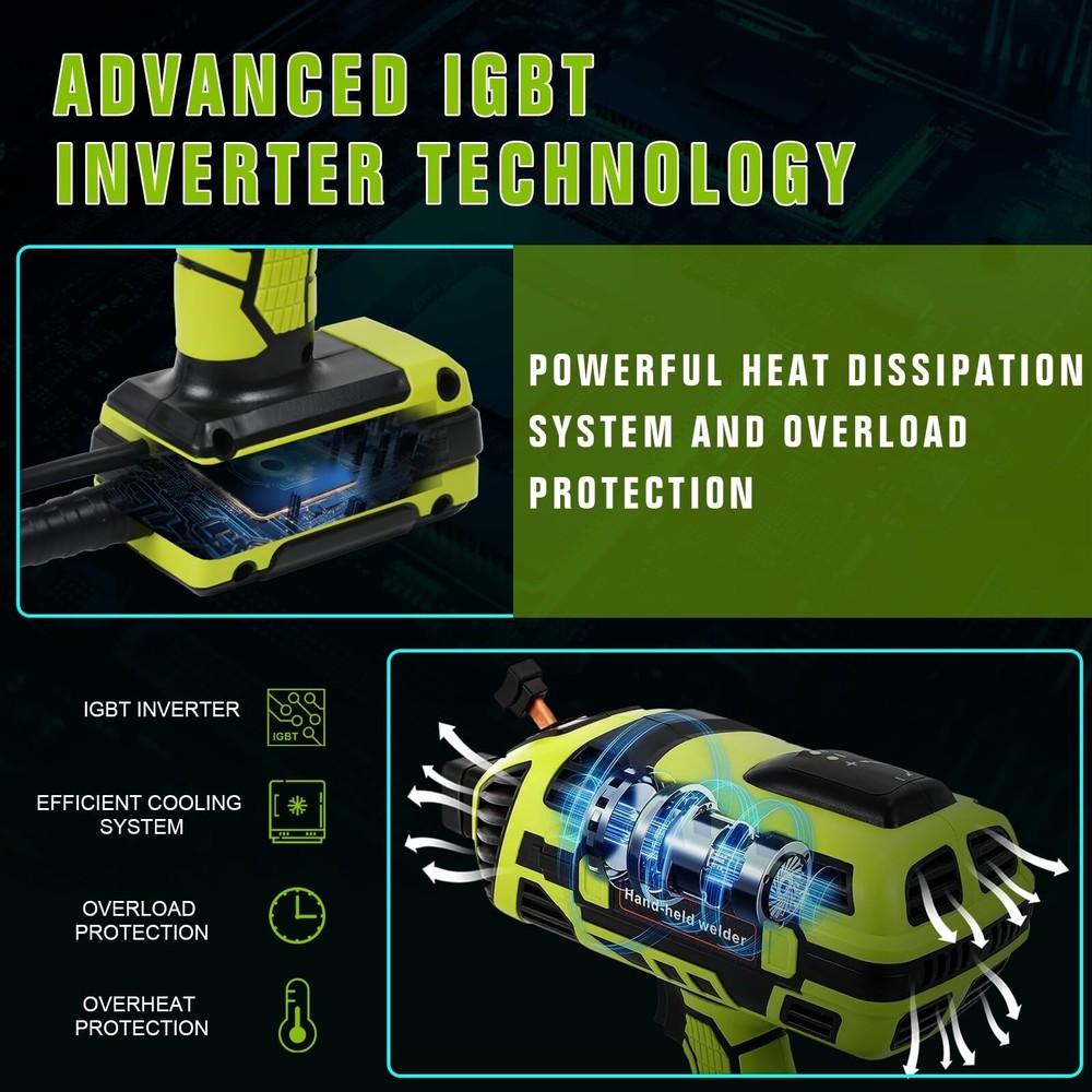 TRQWH 110V Handheld Welder with 6 Variable Current Adjustments (Green)