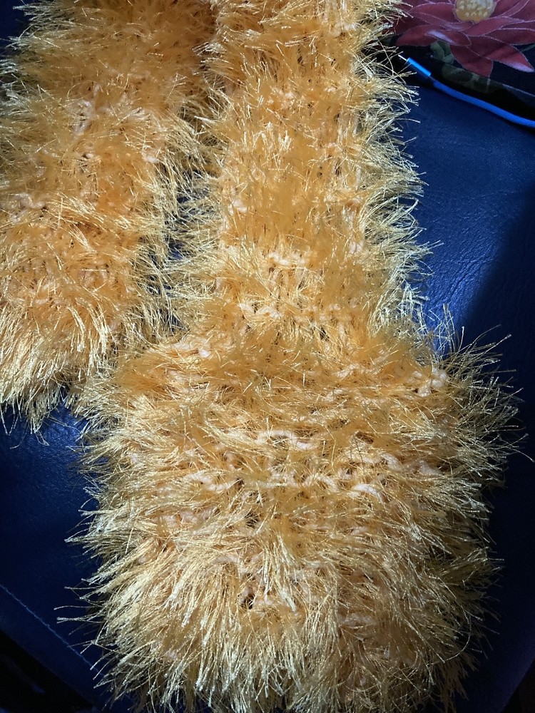 Hand Knitted Hat & Scarf - Gold