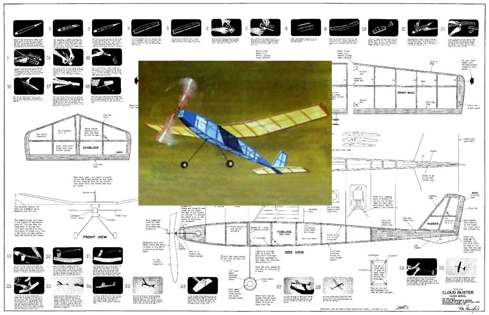 Comet Model Airplane Plans (FF): Cloud Buster 22" Cabin Model Rubber-Powered