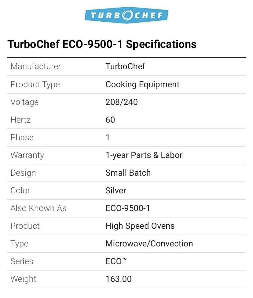 Turbocheff ECO Oven