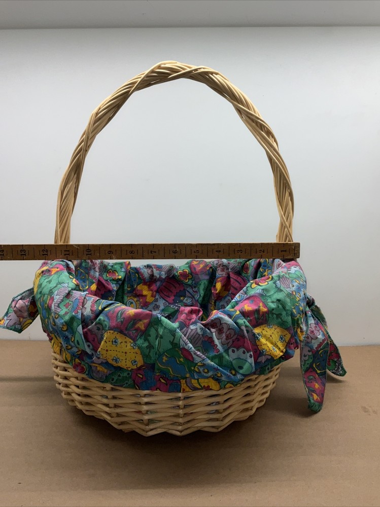 Easter Basket Kitsch Multi Color Liner Woven Boho Wicker