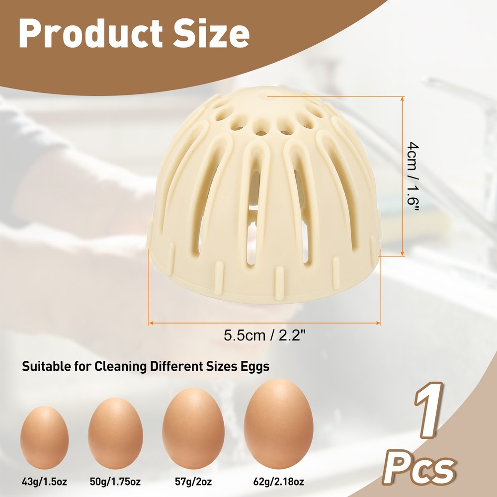 Egg Cleaning Brush Silicone Egg Washer Rotating Scrubber Tools Beige