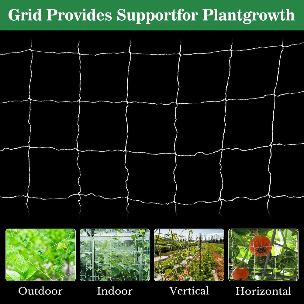 2Pack 5x15 ft Polyester Garden Trellis Netting Square Mesh for Climbing Vines