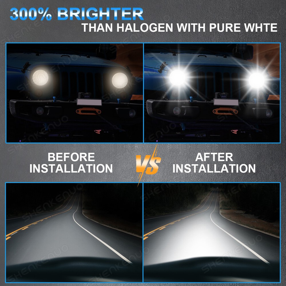 7 Inch led GLASS Headlight Round, ORIGINAL CLASSIC LOOK Conversion Chrome pair