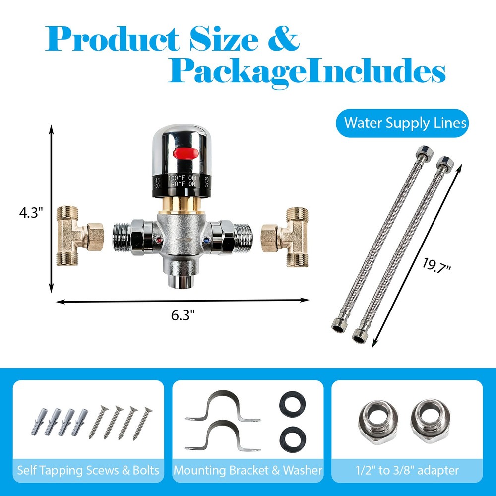 Adjustable Temperature Hot Water Circulation Pump Bypass Valve for Instant Hot
