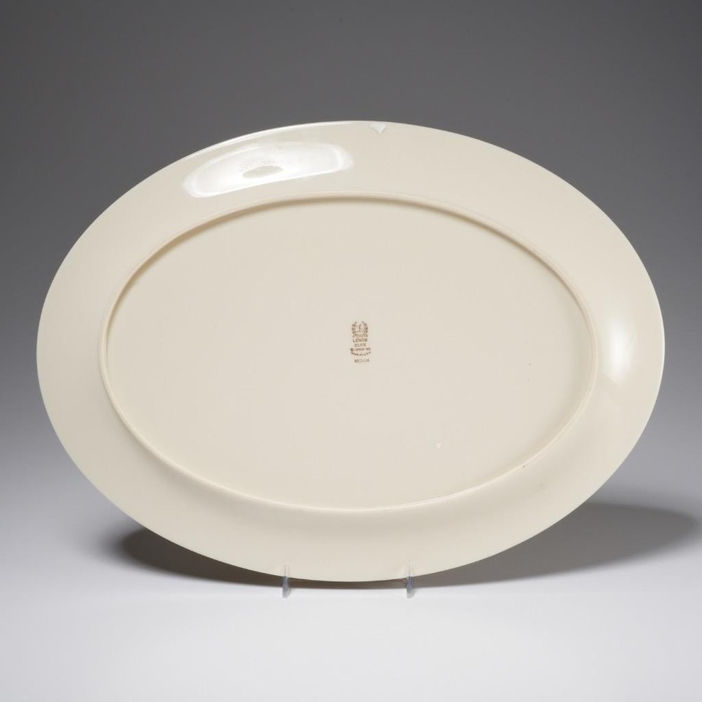 Lenox Eclipse Gold Gilt Black Medium Oval Serving Platter 16.5"