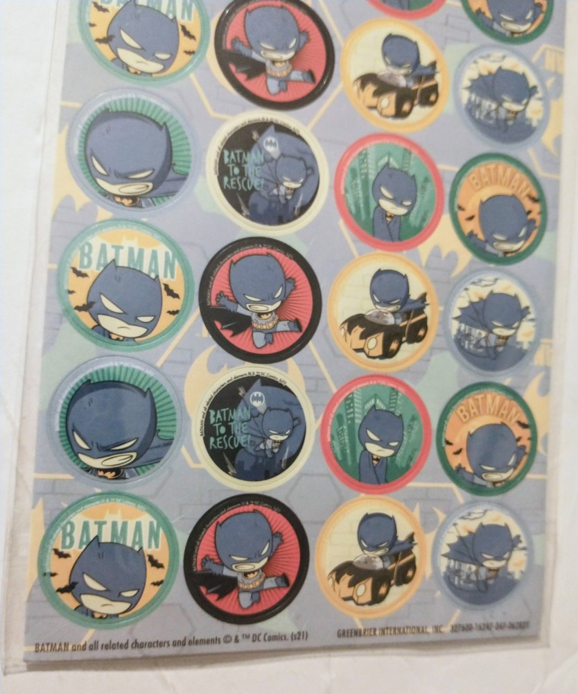 Batman Chibi Style Stickers - 96 Stickers. 4 Sheets. New.