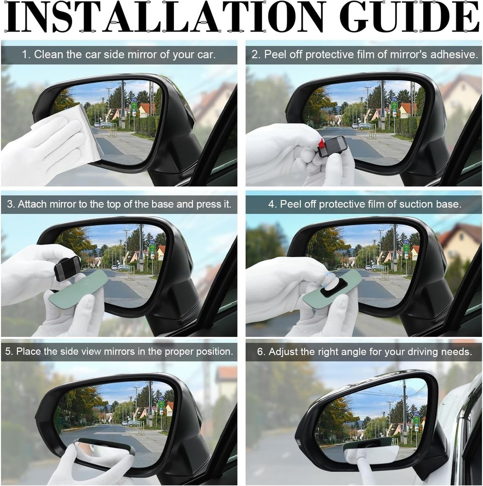 Blind Spot Mirror, Rectangular Shaped HD Glass Frameless Convex Rear View Mir...