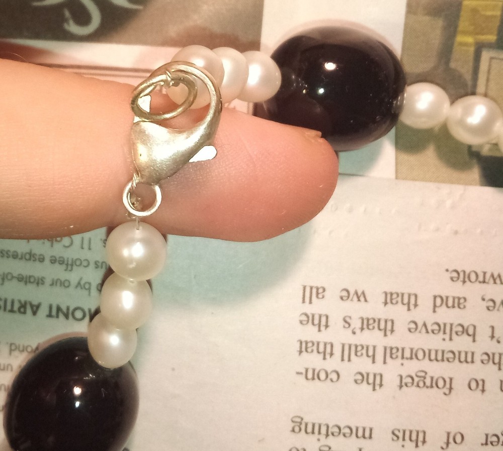 Pearls Black Glass Beads 925