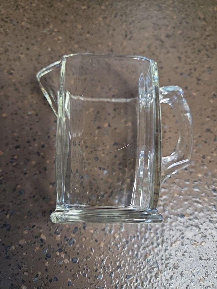 Vintage MCM Small Rectangular Clear Glass Pitcher- Small Scratch