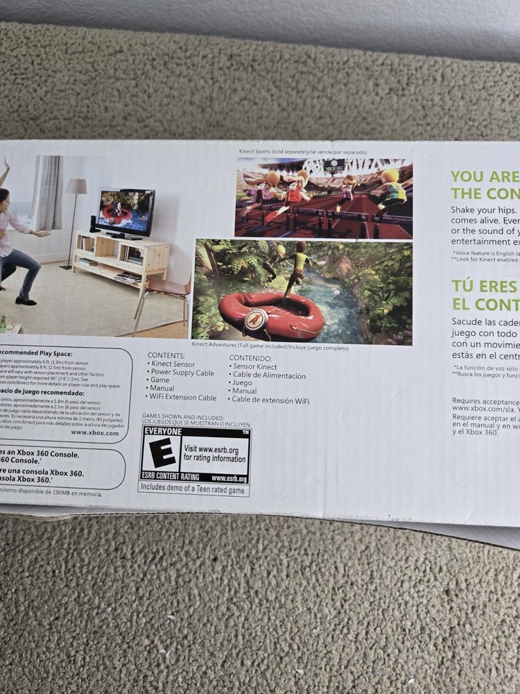 Microsoft Xbox 360 Kinect Connect Black Sensor Bar Open Box W/ Kinect Adventures