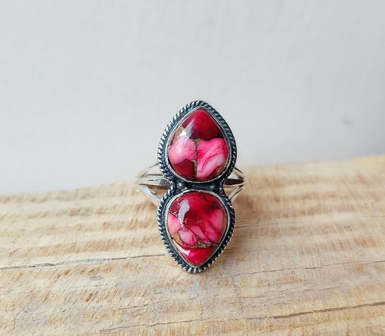 Rose Dahlia Turquoise Solid 925 Sterling Silver Statement Ring, All Size M1786