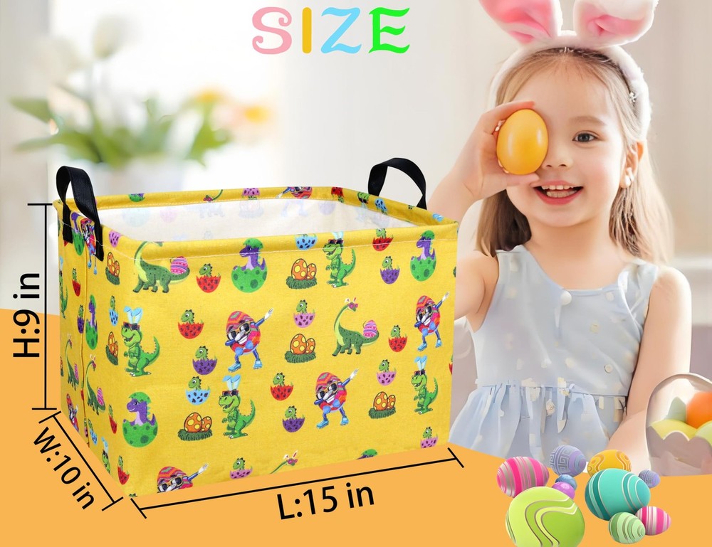 BOOHIT Rectangle Empty Easter Baskets Boy Large Toy Storage Bin Girls collaps...