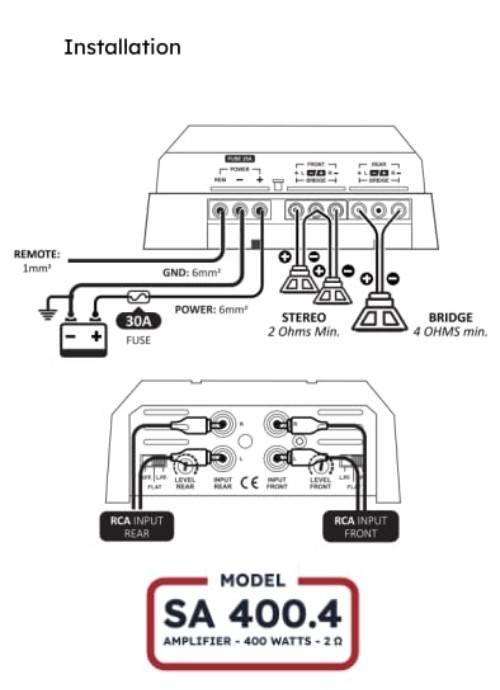 400W RMS Car Audio Amplifier - Compact Class D Amp