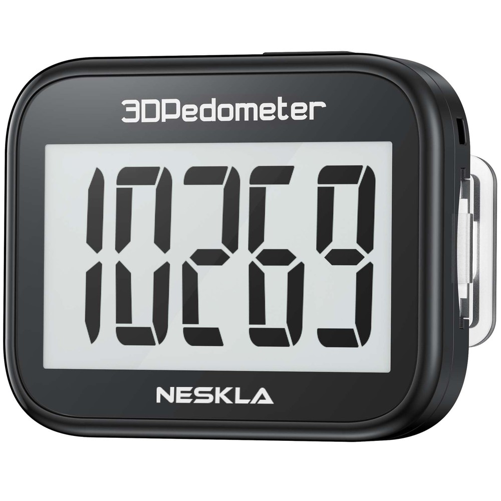 3D Pedometer for Walking, Simple Step Counter with Large Digital Display, Ste...