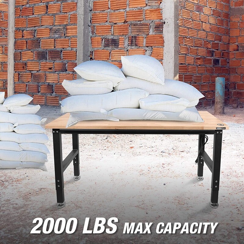 WORKPRO 5FT Adjustable Workbench Heavy-Duty Hardwood Workstation 2000 LBS Load