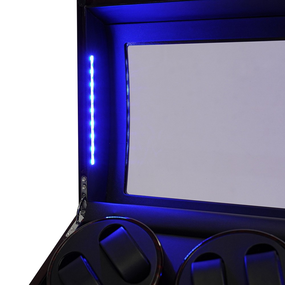 Black Automatic Watch Winder 8+9 Display Case Silent Watch Storage Box W 5 Modes