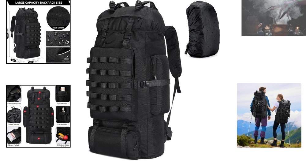 Versatile 70L Camping and Hiking Backpack with Molle System, Adjustable Straps