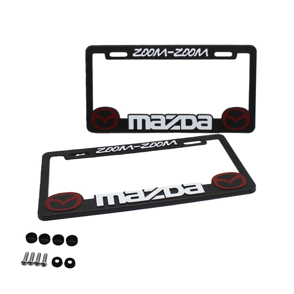 NEW 2pcs-Mazda-black Plastic license plate frame