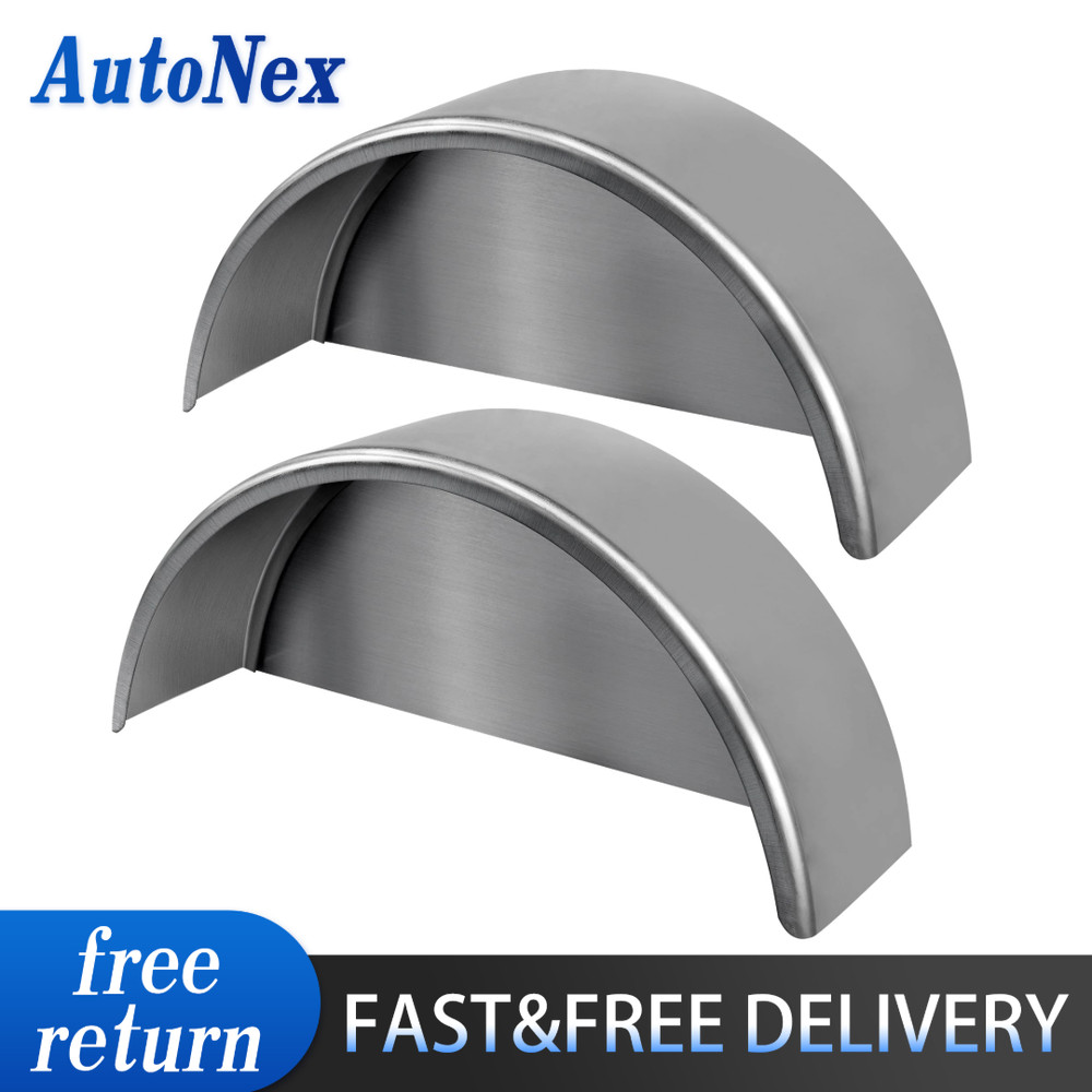 Pair of Steel Round Single Axle Trailer Fenders & Fender Backs For 14"-16" Wheel