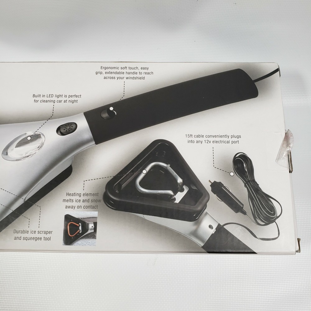 Brookstone Heated Electric Windshield SNOW Scraper LED Light Extendable Handle