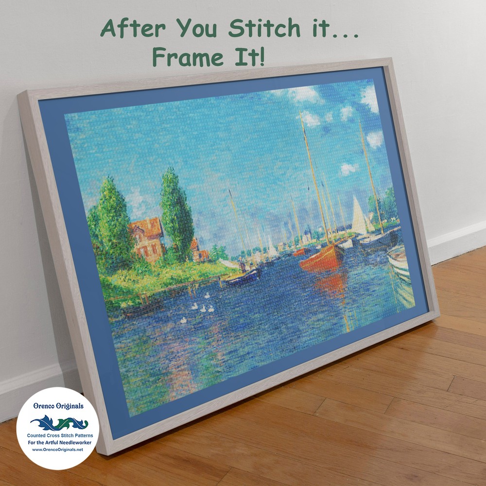 Impressionist Monet's Water Lilies #1 Counted Cross Stitch Chart Pattern